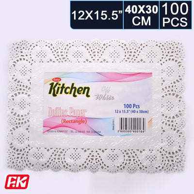 Easy Kitchen Off-White Rectangular Lace Paper 12 x 15.5 inches