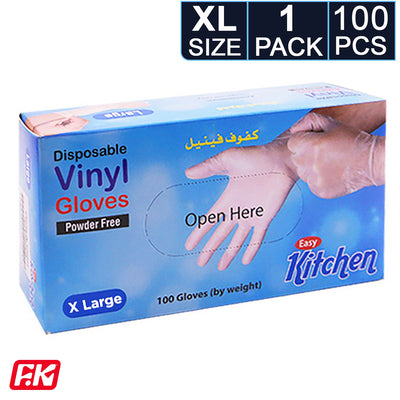 Easy Kitchen Powder-free vinyl gloves Xlarge 100 Pcs