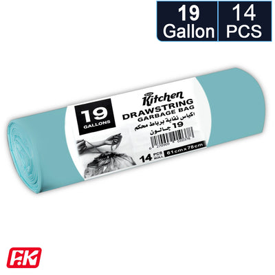Easy Kitchen Garbage Bags 19 Gallons with Tie (14 Bags)