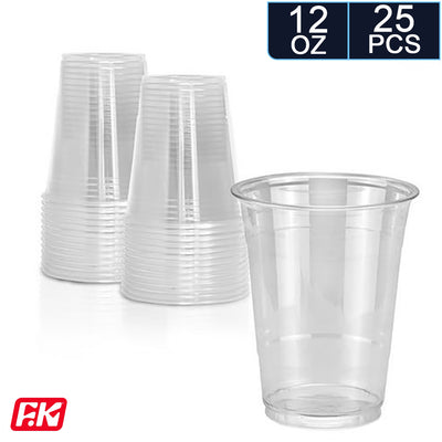 Easy Kitchen Plastic clear cups without lids 12 oz (25 Pcs)