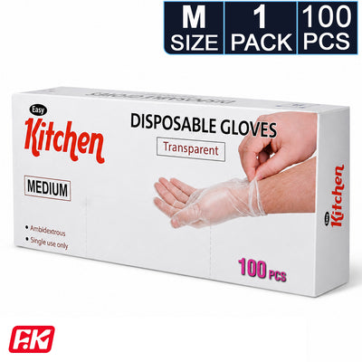 Easy Kitchen Clear TPE powder-free gloves Medium 100 Pcs