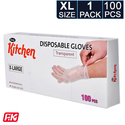Easy Kitchen Clear TPE powder-free gloves Xlarge 100 Pcs