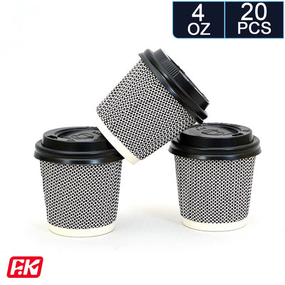 Easy Kitchen Ribbed Paper with Lids 4 oz (20 Pcs)