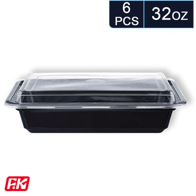 Easy Kitchen Rectangular Microwave Container 32 oz (6 pcs)