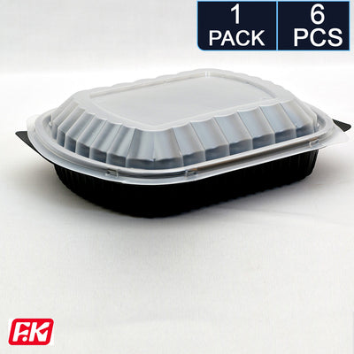Easy Kitchen Microwave Container Black Clear Lid (6 pcs)