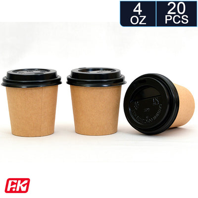 Easy Kitchen Kraft Cups with Lids 4oz (20 Pcs)
