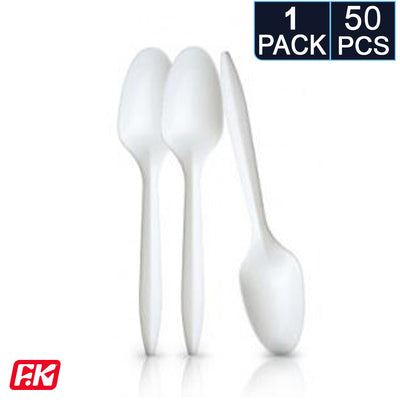 Easy Kitchen Plastic Tea Spoons (50 Pcs)