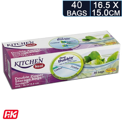 Kitchen Neat Double Zipper bags 16.5 x 15 By Easy Kitchen 40 Bags