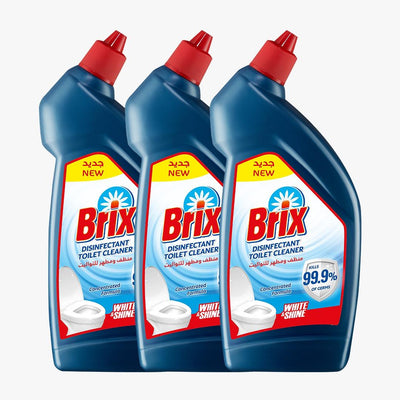 Brix Disinfectant Toilet Cleaner (White & Shine) 500ml x 3