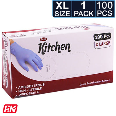 Easy Kitchen Latex Examination Gloves XLarge 100 Pcs