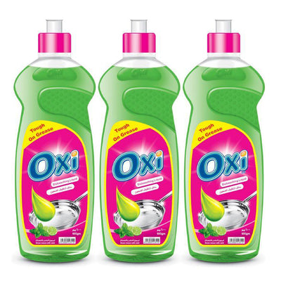 Oxi Dishwashing Liquid 600ml Lemon Mint × 3