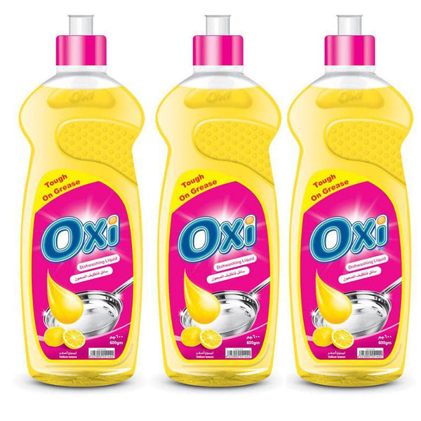 Oxi Dishwashing Liquid 600ml Yellow Lemon × 3